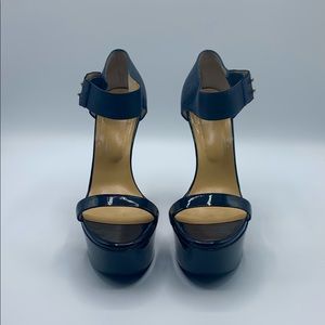 Versace sandalo T.150 Vernice + Napa blu/oro